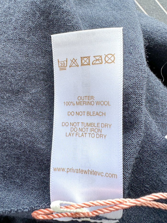 Private White V.C Merino Wool Manchester Tee Shirt In Navy