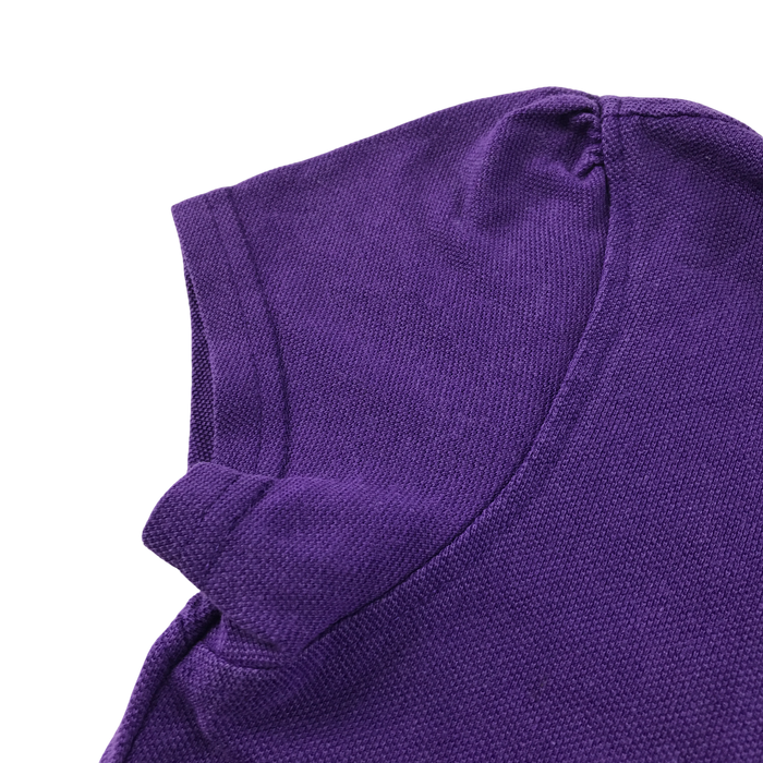 Purple girls scallop collar school polo shirt