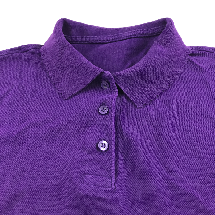 Purple girls scallop collar school polo shirt