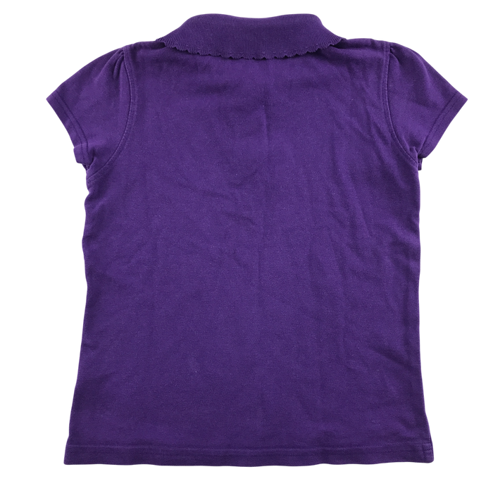 Purple girls scallop collar school polo shirt