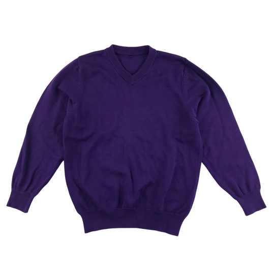 Purple unisex v-neck school jumper