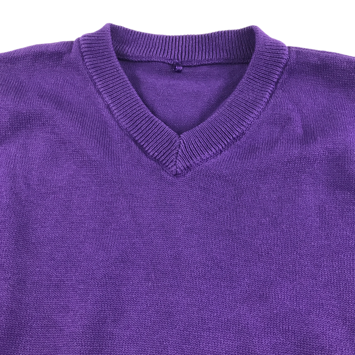 Purple unisex v-neck school jumper