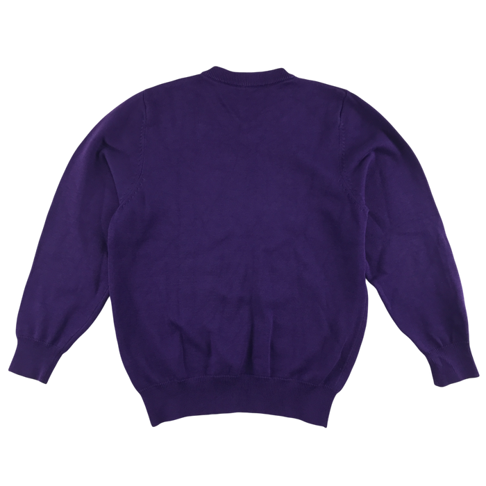 Purple unisex v-neck school jumper