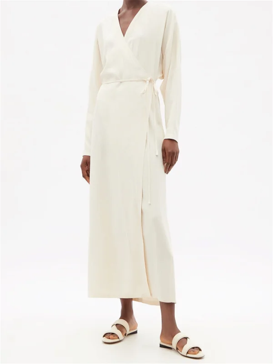 RAEY Cream Dolman-Sleeve Side-Split Wrap Dress - House Of Huntington