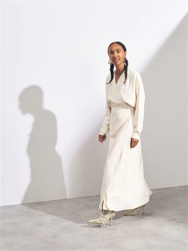 RAEY Cream Dolman-Sleeve Side-Split Wrap Dress - House Of Huntington