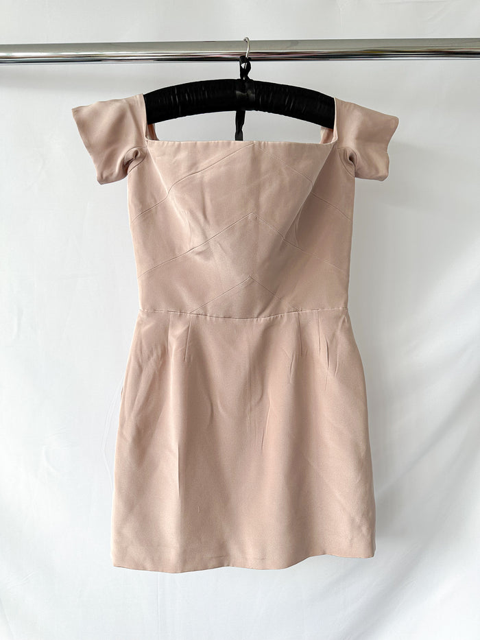 Raey Pink Off The Shoulder Mini Dress