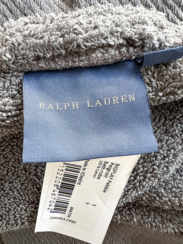 Ralph Lauren Grey Pony Embroidered Cotton Bath Robe