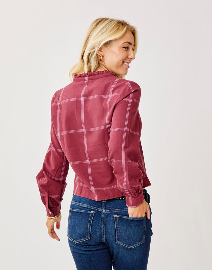 Reagan Twill Long Sleeve: Brick Windowpane