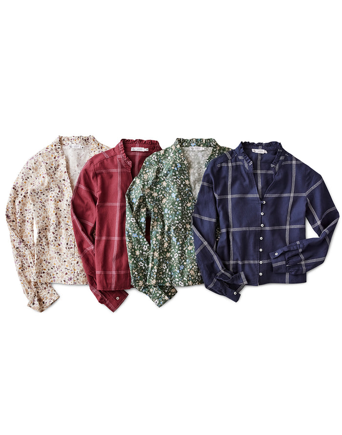 Reagan Twill Long Sleeve: Brick Windowpane