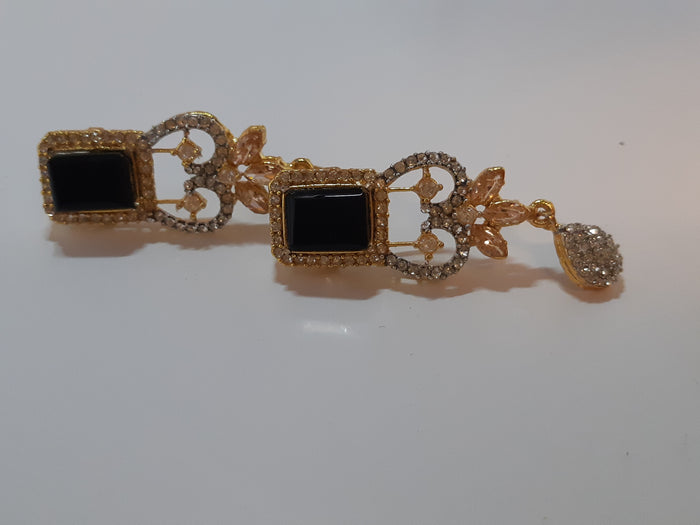 Red Bold Big sized Earrings with golden base - NATASHAHS