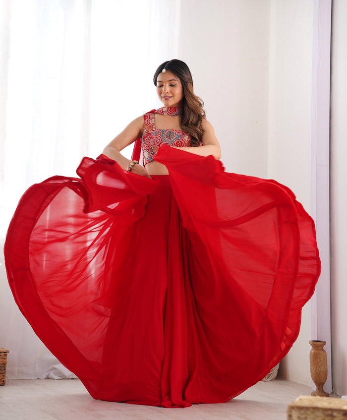 Red Color Pure Soft Georgette Lehenga Choli