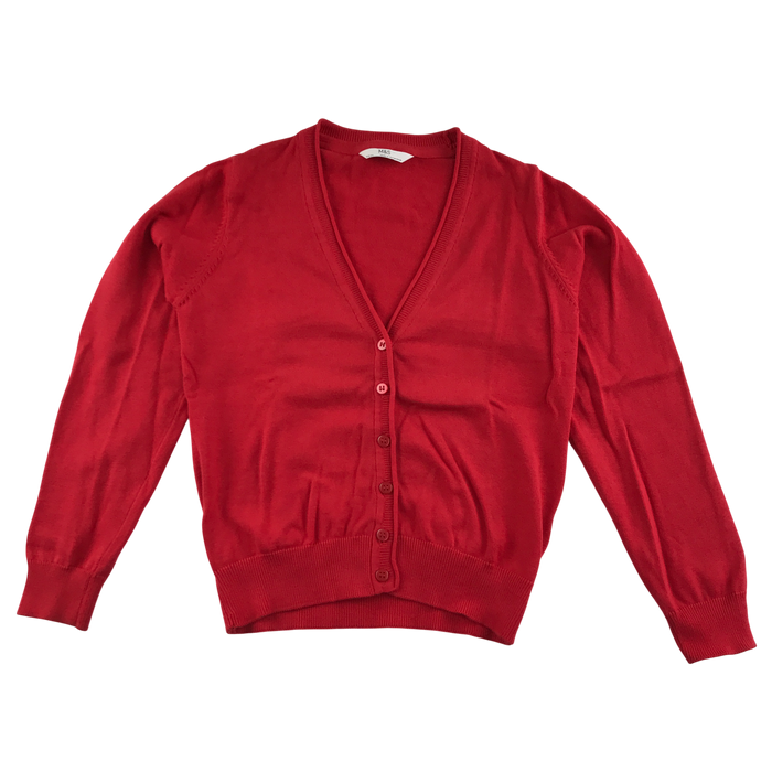 Red girls plain school cardigan