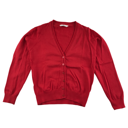 Red girls plain school cardigan