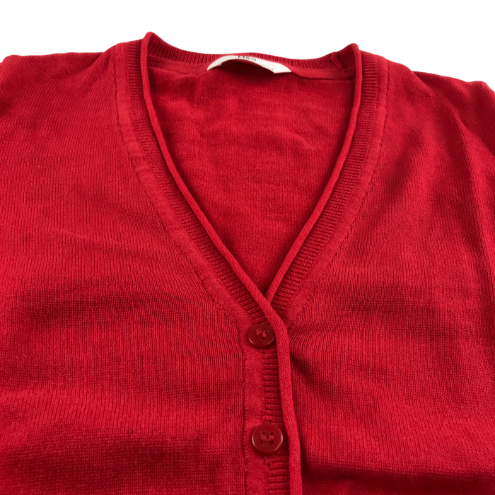 Red girls plain school cardigan
