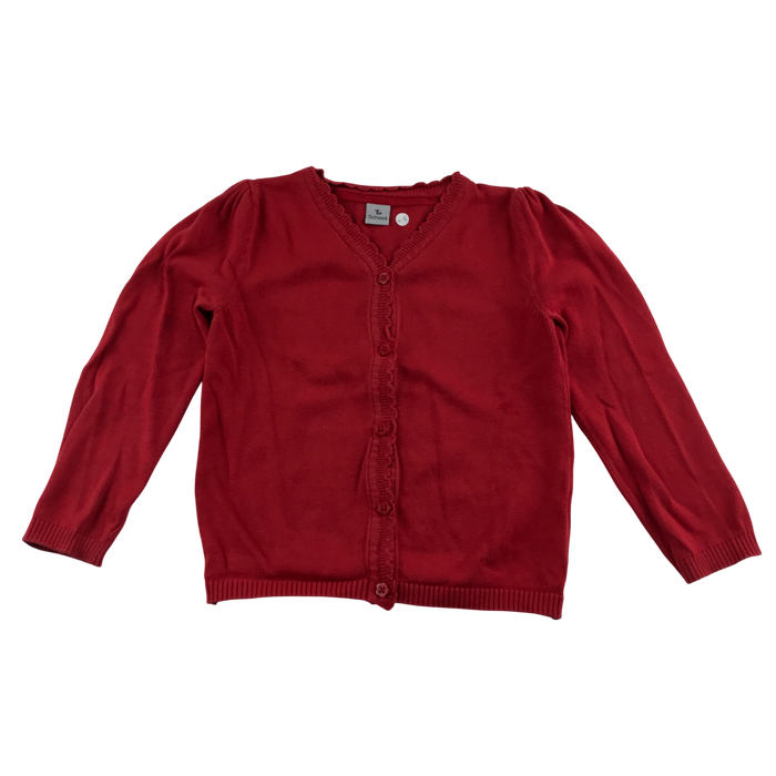 Red girls scallop neck school cardigan