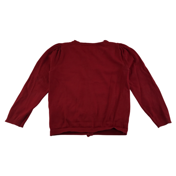 Red girls scallop neck school cardigan