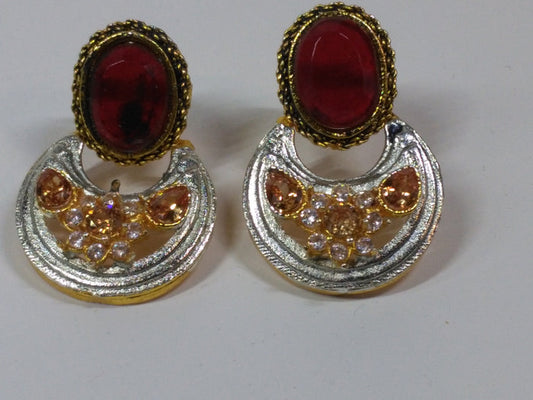 Red Half moon curve earrings - NATASHAHS