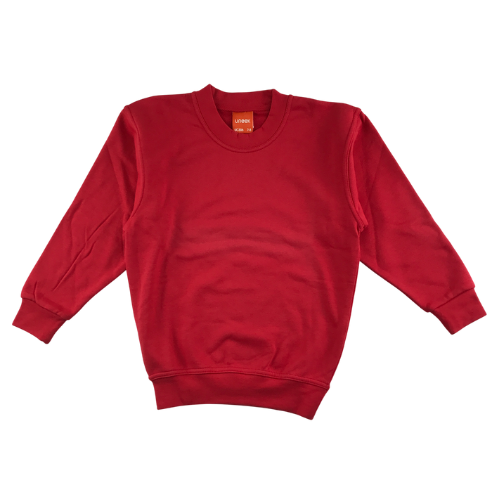 Red unisex crew neck sweatshirt school jumper