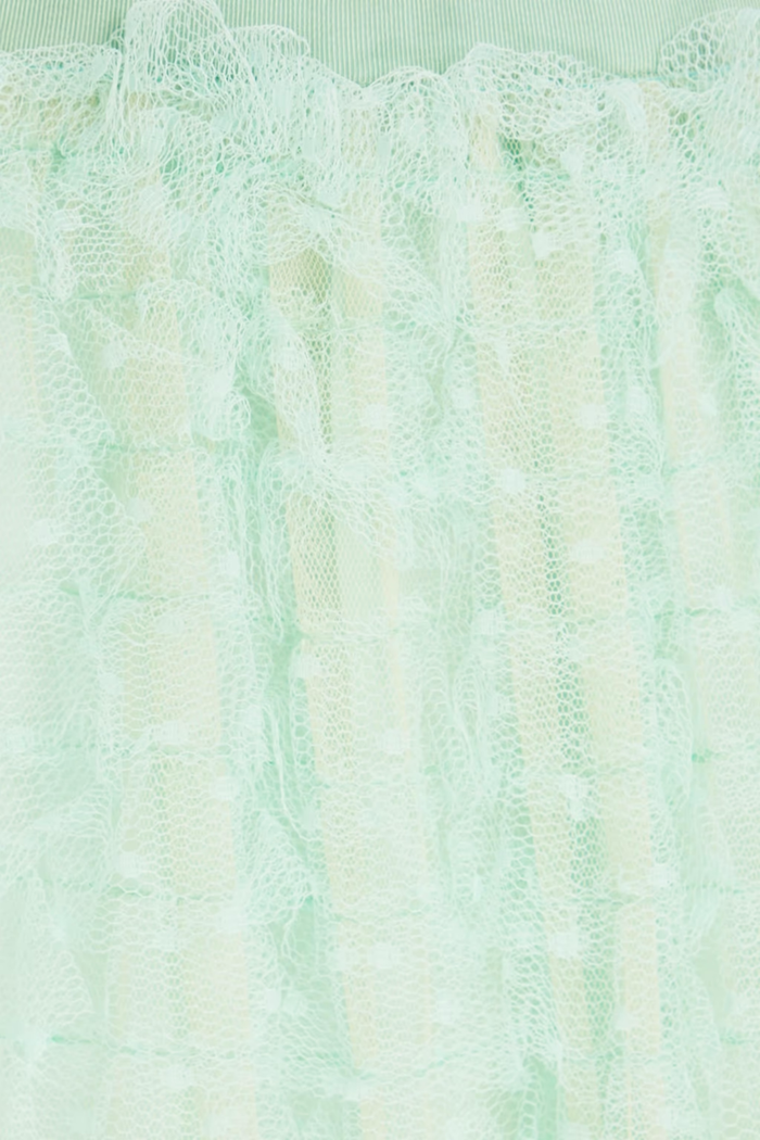 Red Valentino Green Point D’esprit Tulle Ruffle Lace Mini Skirt