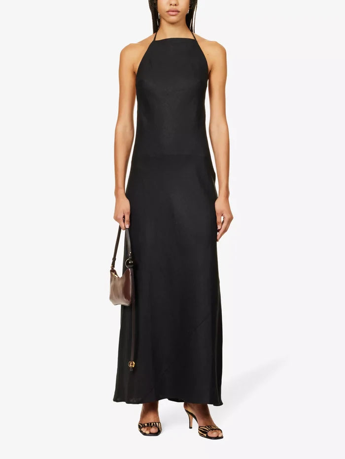 REFORMATION Selia Halterneck Strappy Open Back Linen Maxi Dress - House Of Huntington