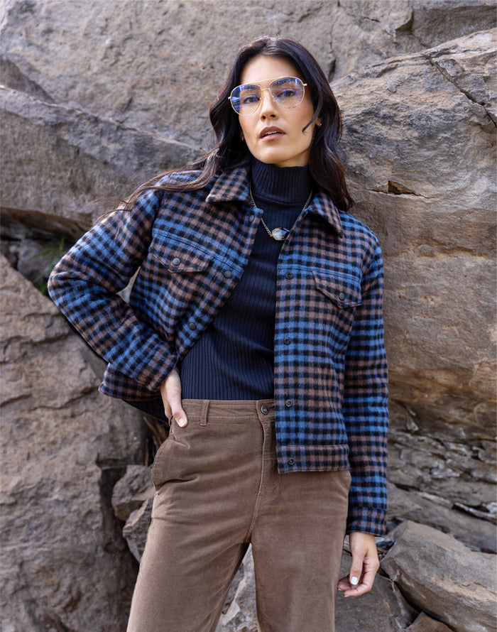 Rhea Wool Trucker: Dk. Brown Plaid - FINAL SALE