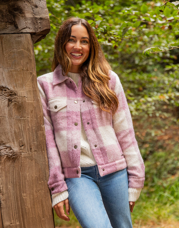 Rhea Wool Trucker: Orchid Plaid - FINAL SALE