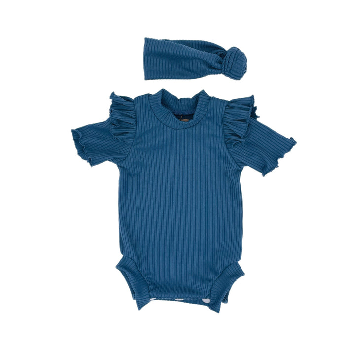 Ribbed Ruffle Onesie Set