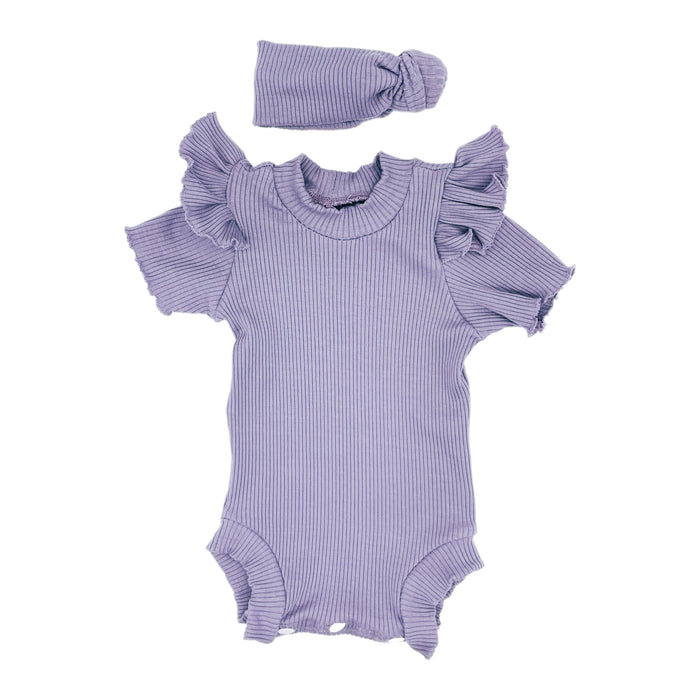 Ribbed Ruffle Onesie Set