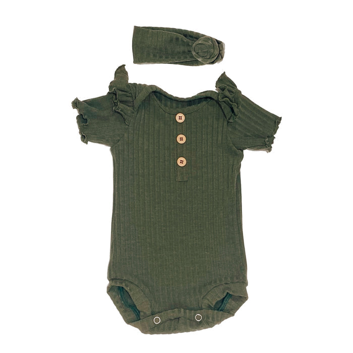 Ribbed Ruffle Onesie Set