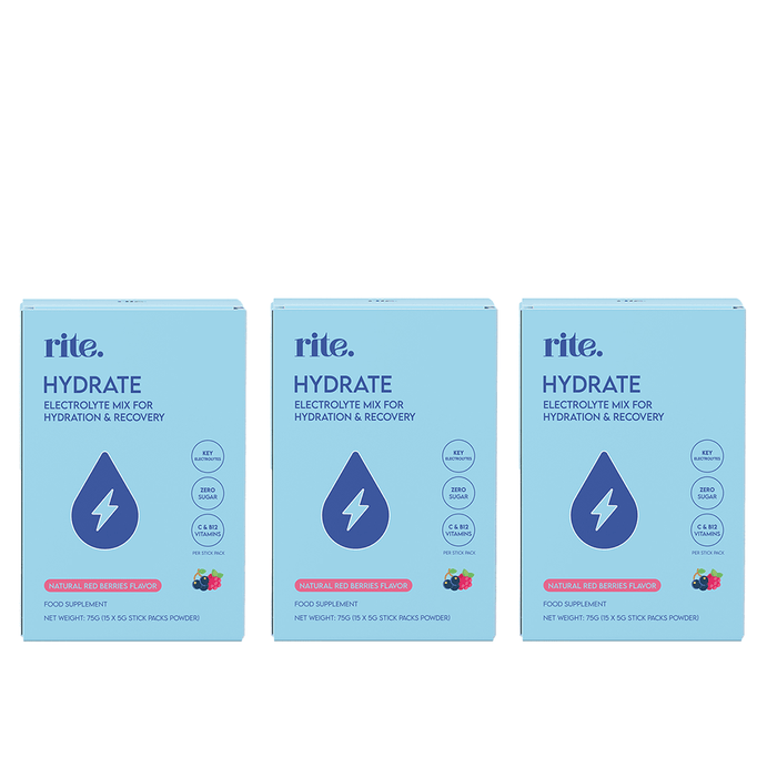 Rite Hydrate Electrolytes Red Berries - 15 sticks 3 Pack Set - Beauty Tribe