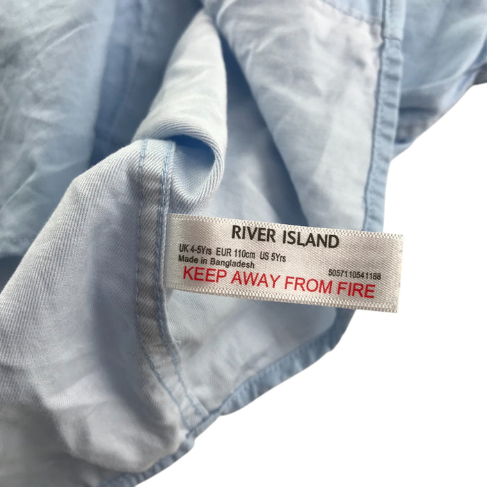 River Island 4-5 years blue plain buttoned cotton shirt