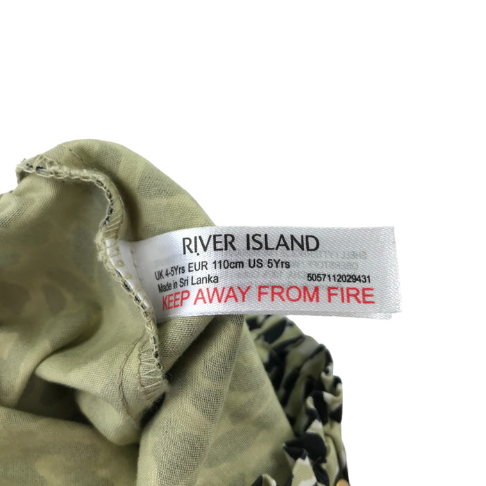 River Island 4-5 years green and black animal print cotton shorts