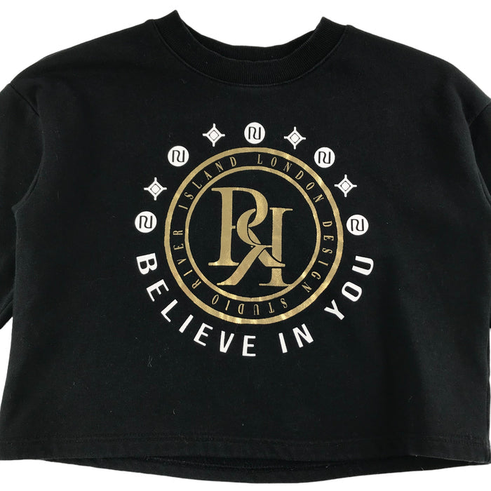 River island sweater age 7 black cropped believe in you print pattern sweater