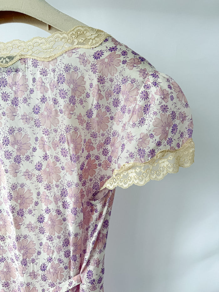 Rixo London Clarice Rose Detail Daisies Print Lilac Midi Dress