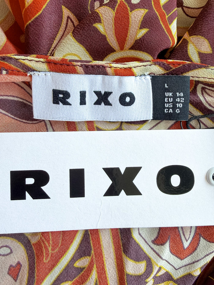 Rixo London Kamilla Paisley Criss Cross Halter Dress