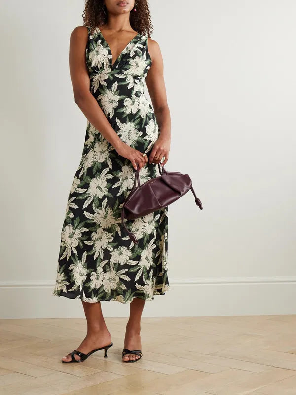 Rixo London Lauriane Floral Crepe De Chine Midi Dress