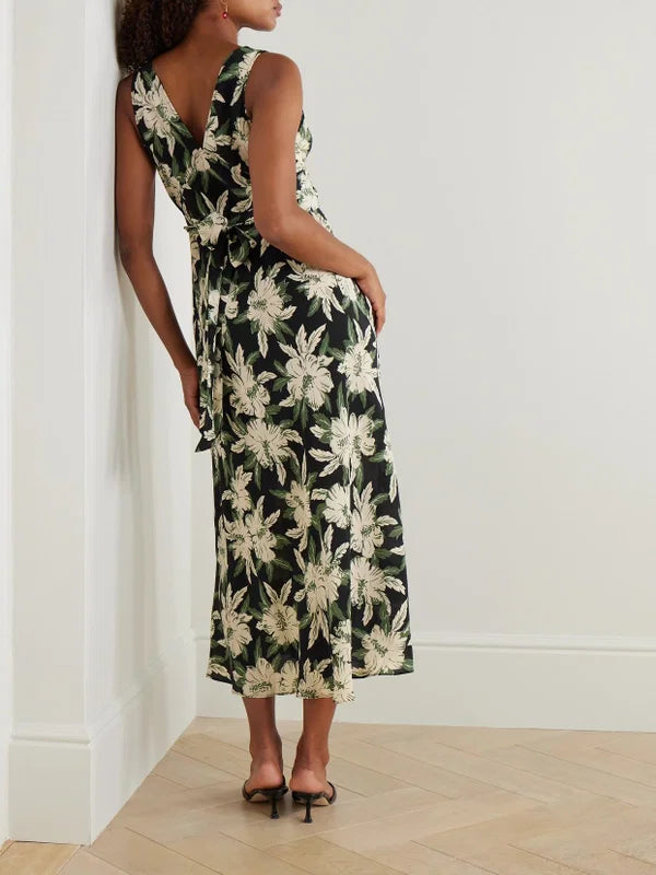 Rixo London Lauriane Floral Crepe De Chine Midi Dress