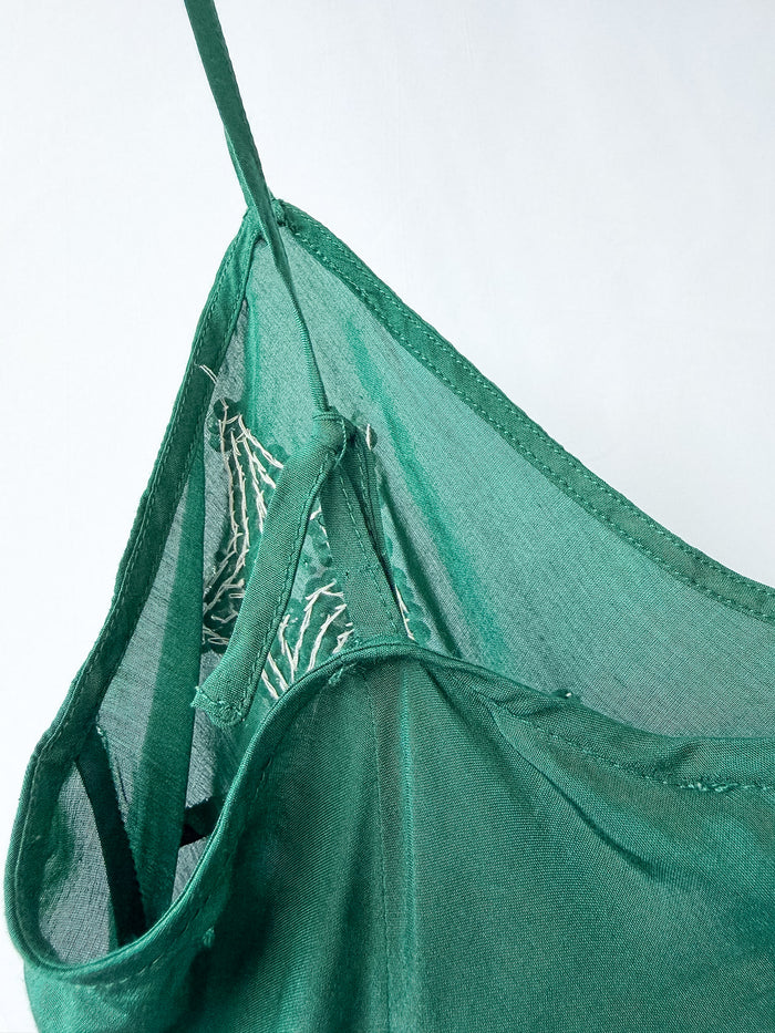 Rixo London Odelia Green Sequin Star Silk Slip Dress