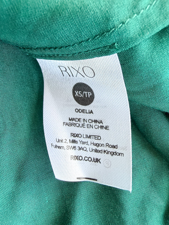 Rixo London Odelia Green Sequin Star Silk Slip Dress