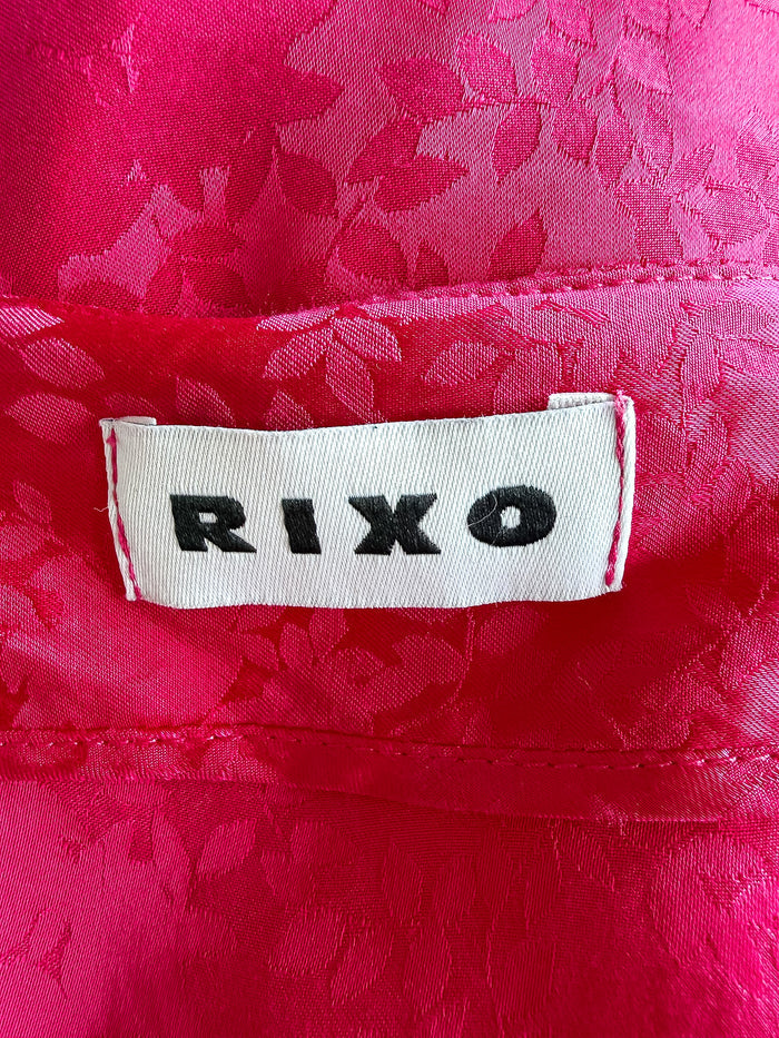 Rixo London Pink Satin Floral Shrug Cardigan
