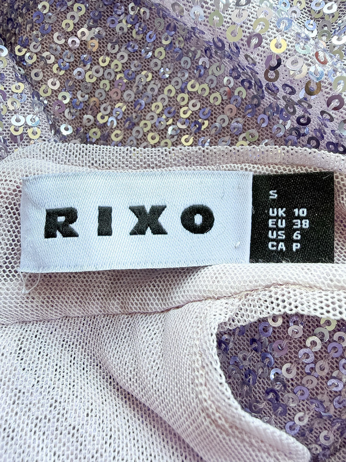 Rixo London Purple Zuri Sequined Halterneck Maxi Dress
