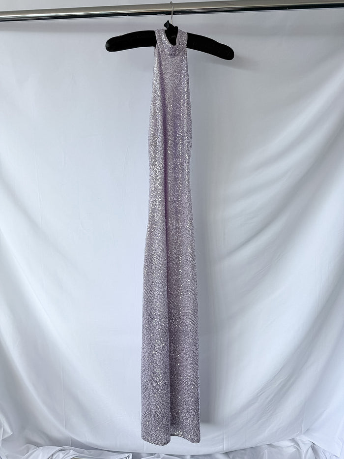 Rixo London Purple Zuri Sequined Halterneck Maxi Dress