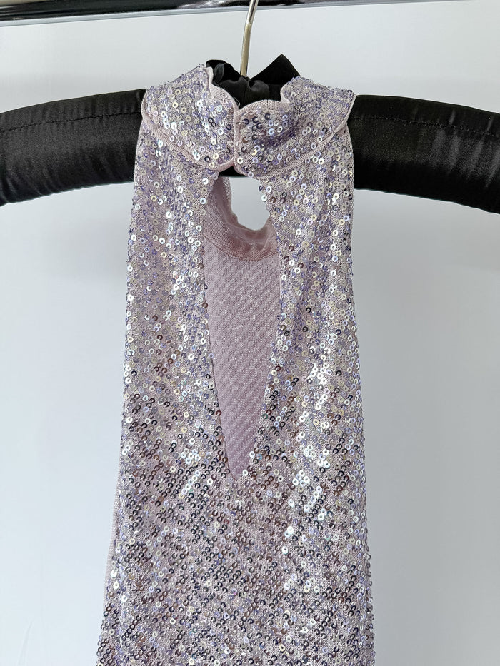 Rixo London Purple Zuri Sequined Halterneck Maxi Dress
