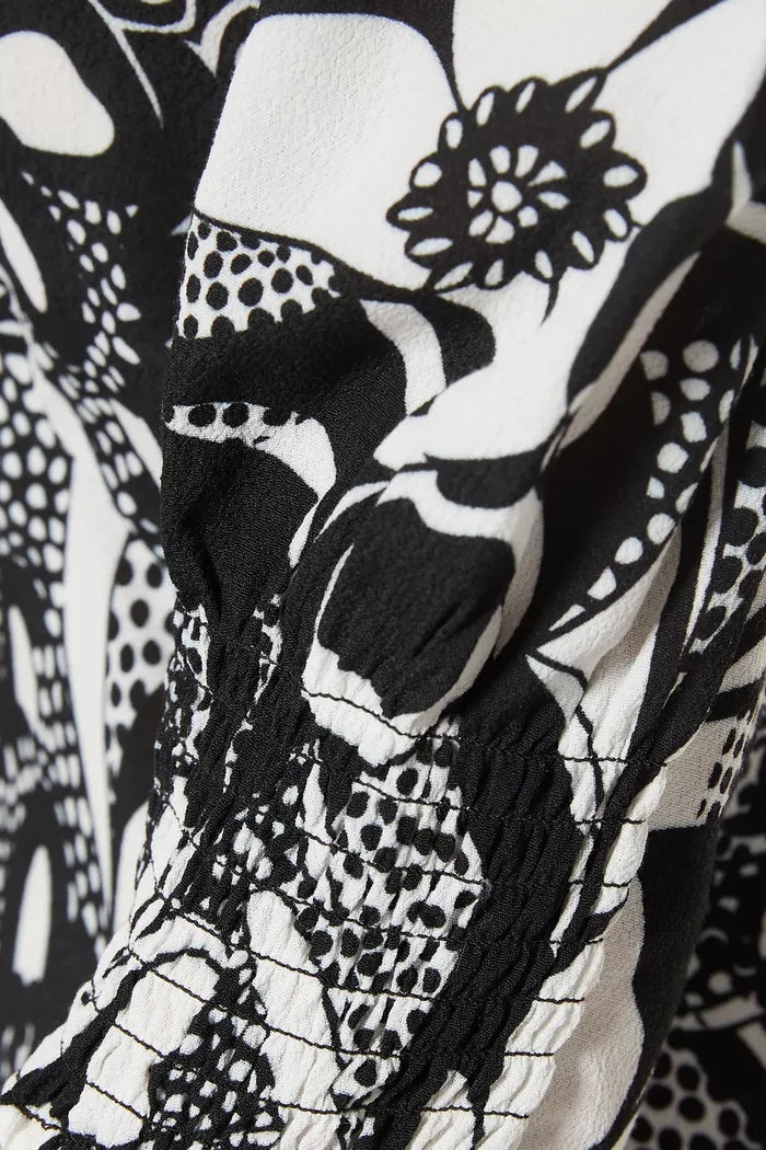 Rixo London Zadie Floral Monochrome Swirl Dress