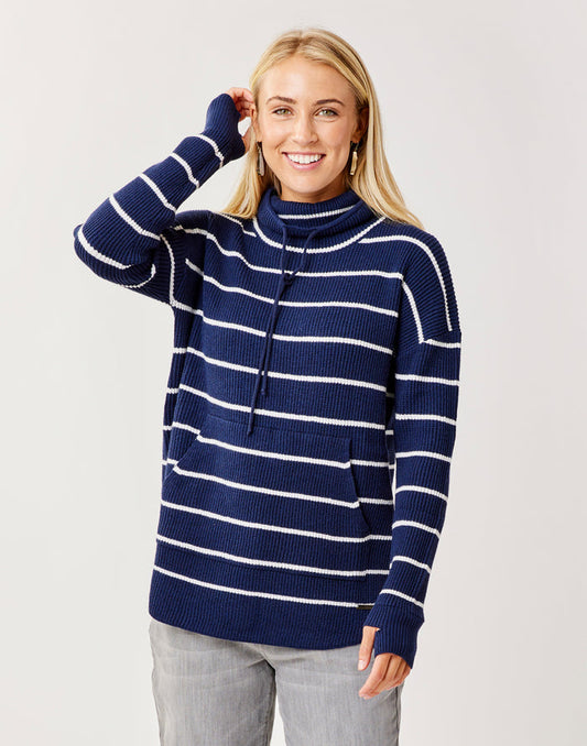 Rockvale Sweater: Navy Mini Stripe