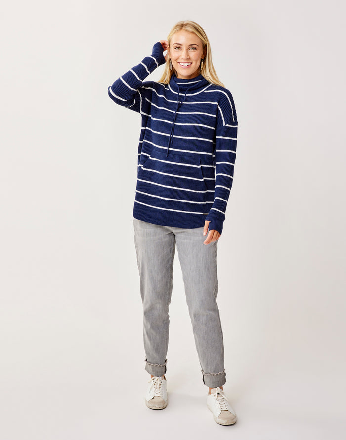 Rockvale Sweater: Navy Mini Stripe