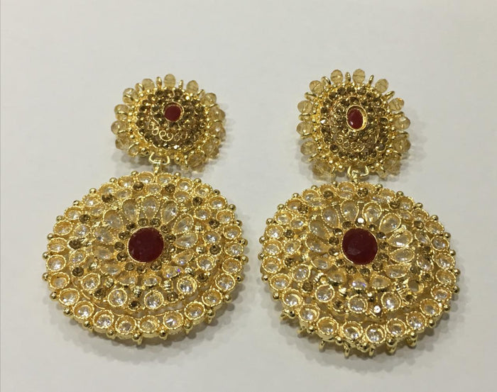 Round Pendulum gold-plated Big Earrings - NATASHAHS