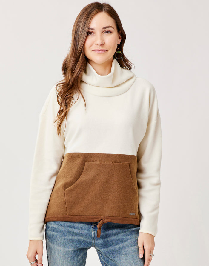 Rowayton Colorblock Cowl: Birch w. Dk. Brown