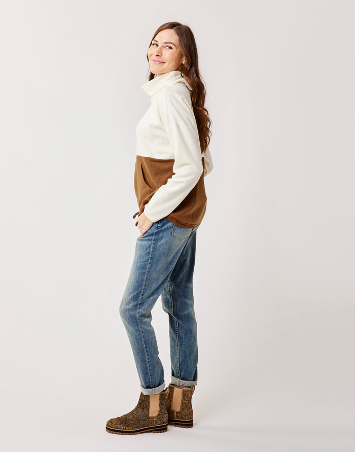 Rowayton Colorblock Cowl: Birch w. Dk. Brown