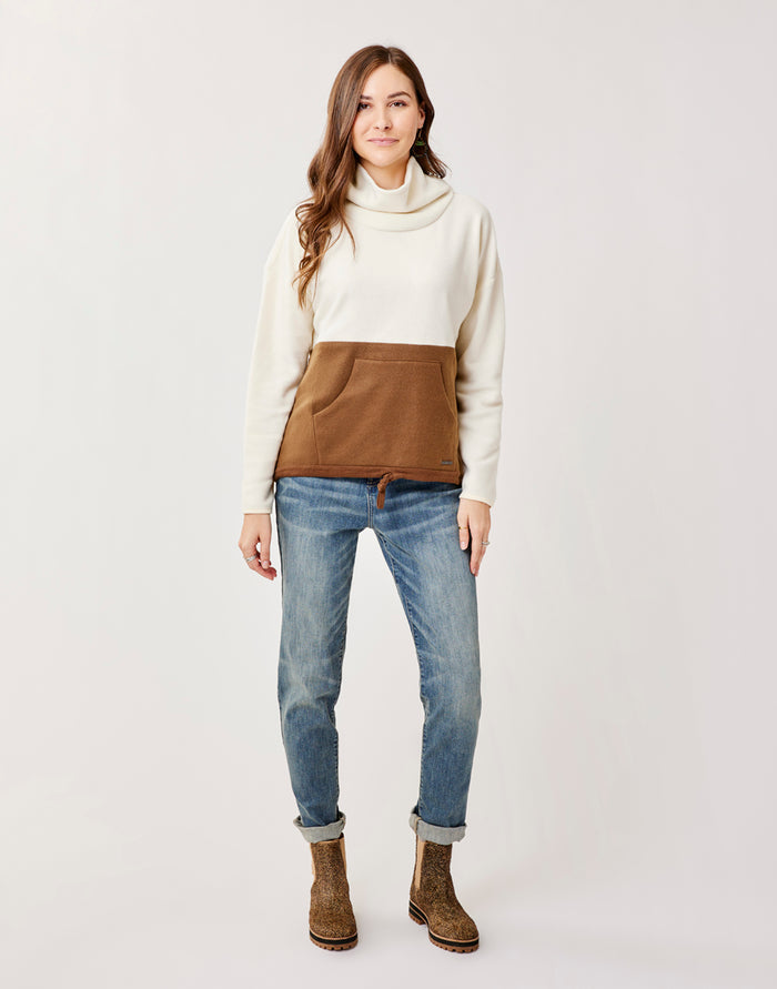 Rowayton Colorblock Cowl: Birch w. Dk. Brown